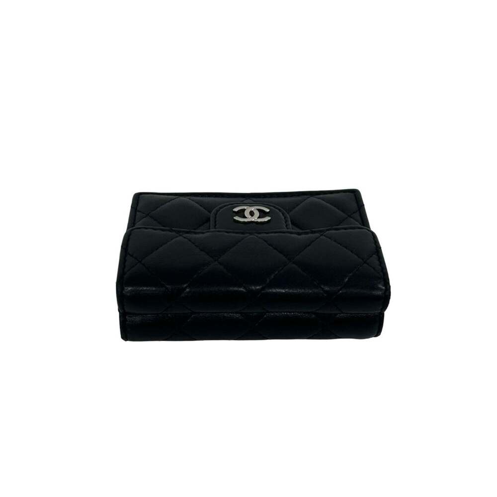 CHANEL Black Lambskin Leather Logo Wallet - Picture 3 of 10